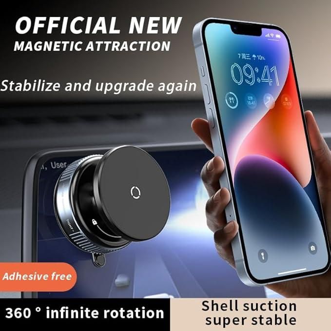 📱✨ Magnetic 360° Suction Phone Holder – Strong Grip & Sleek Design